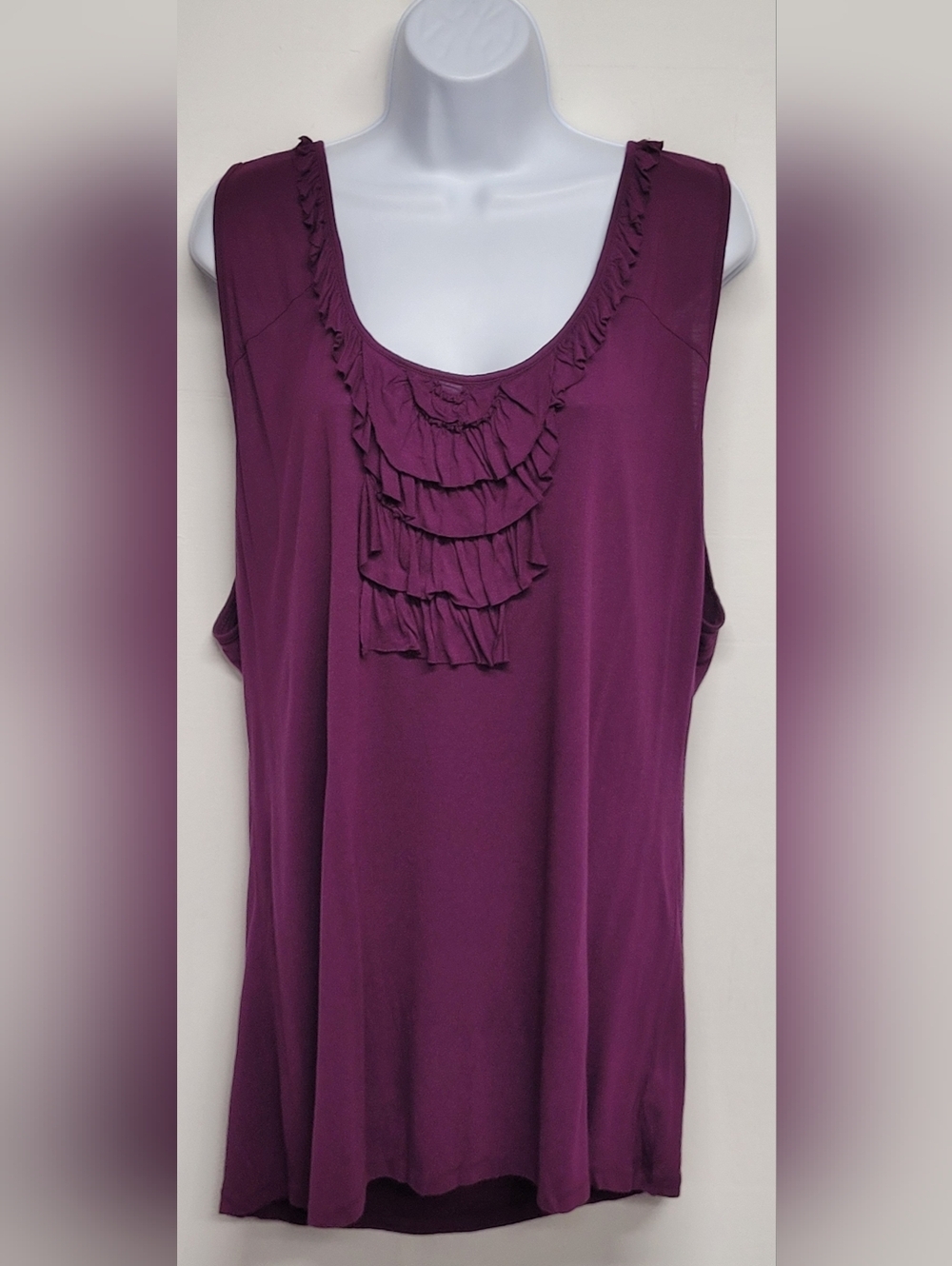 Old Navy XXL Slinky Stretch Top Rayon Purple Ruffle